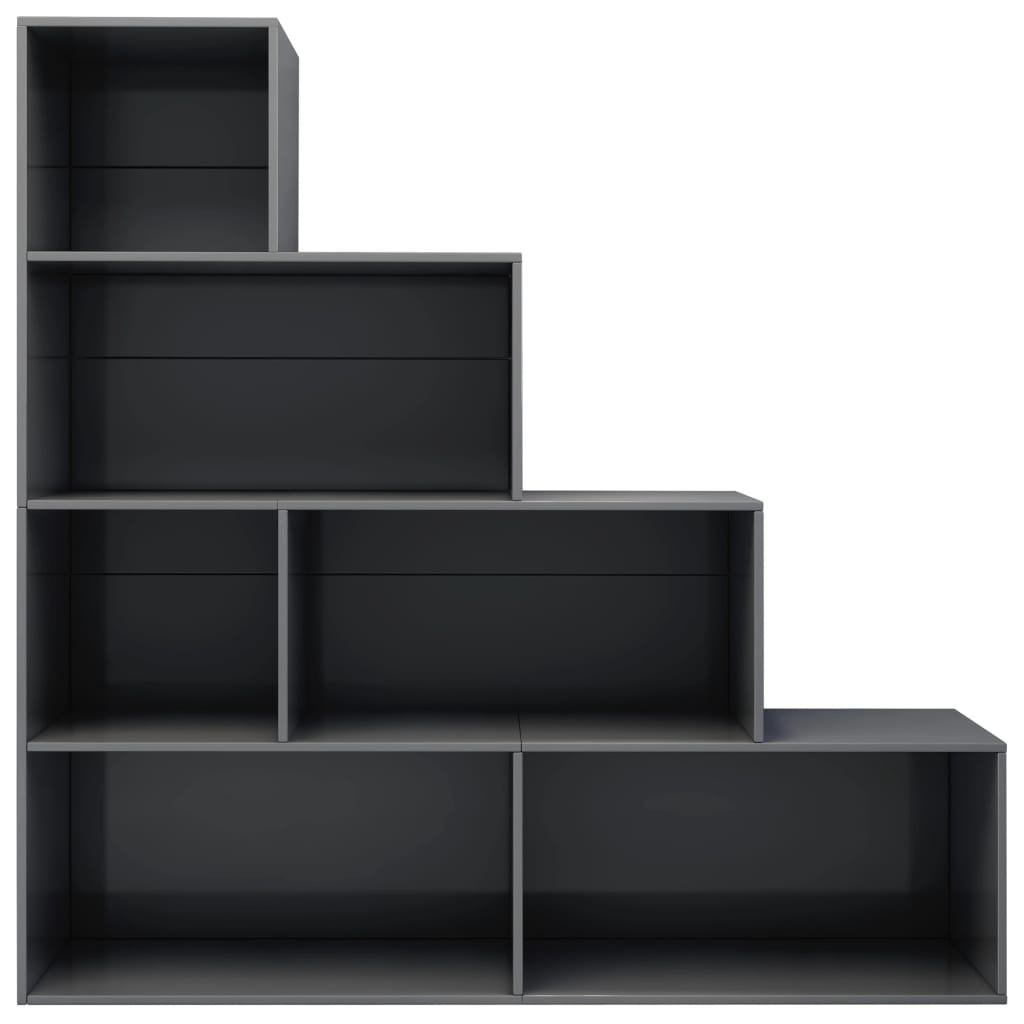 Berkfield Book Cabinet/Room Divider High Gloss Grey 155x24x160 cm Engineered Wood