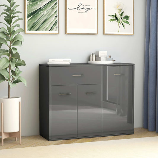 Berkfield Sideboard High Gloss Grey 88x30x70 cm Engineered Wood