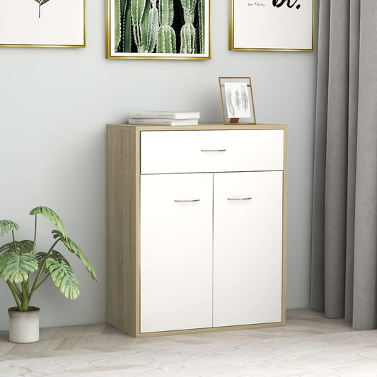Berkfield Sideboard White and Sonoma Oak 60x30x75 cm Engineered Wood