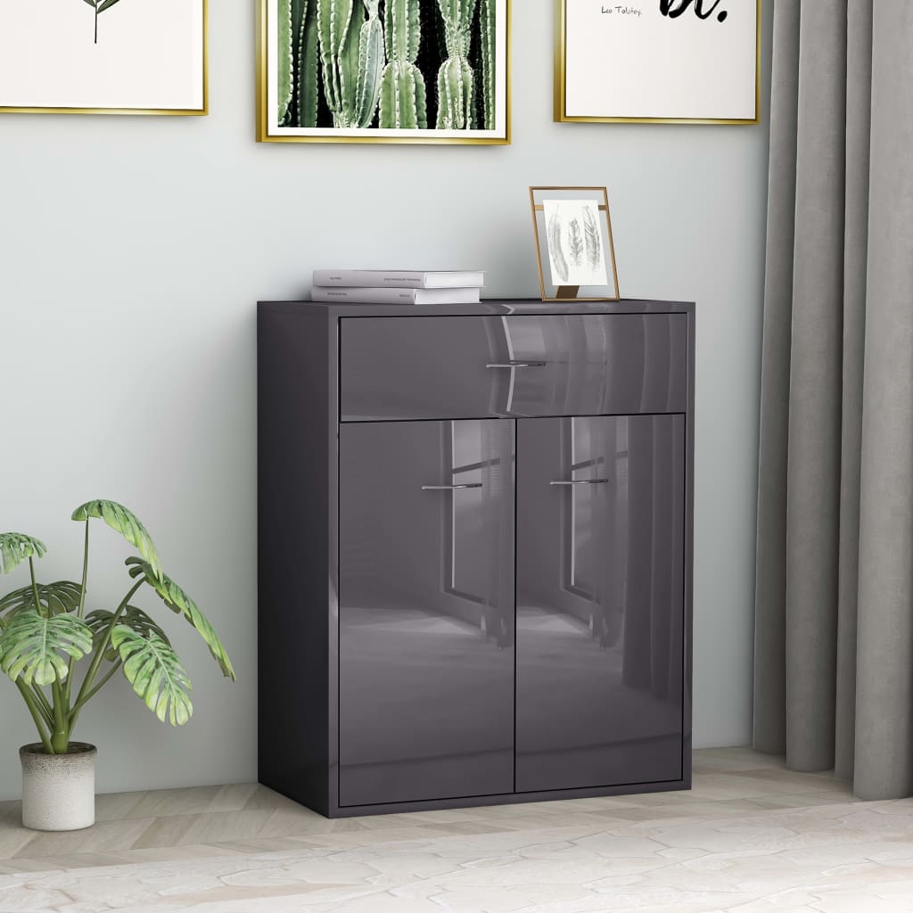 Berkfield Sideboard High Gloss Grey 60x30x75 cm Engineered Wood