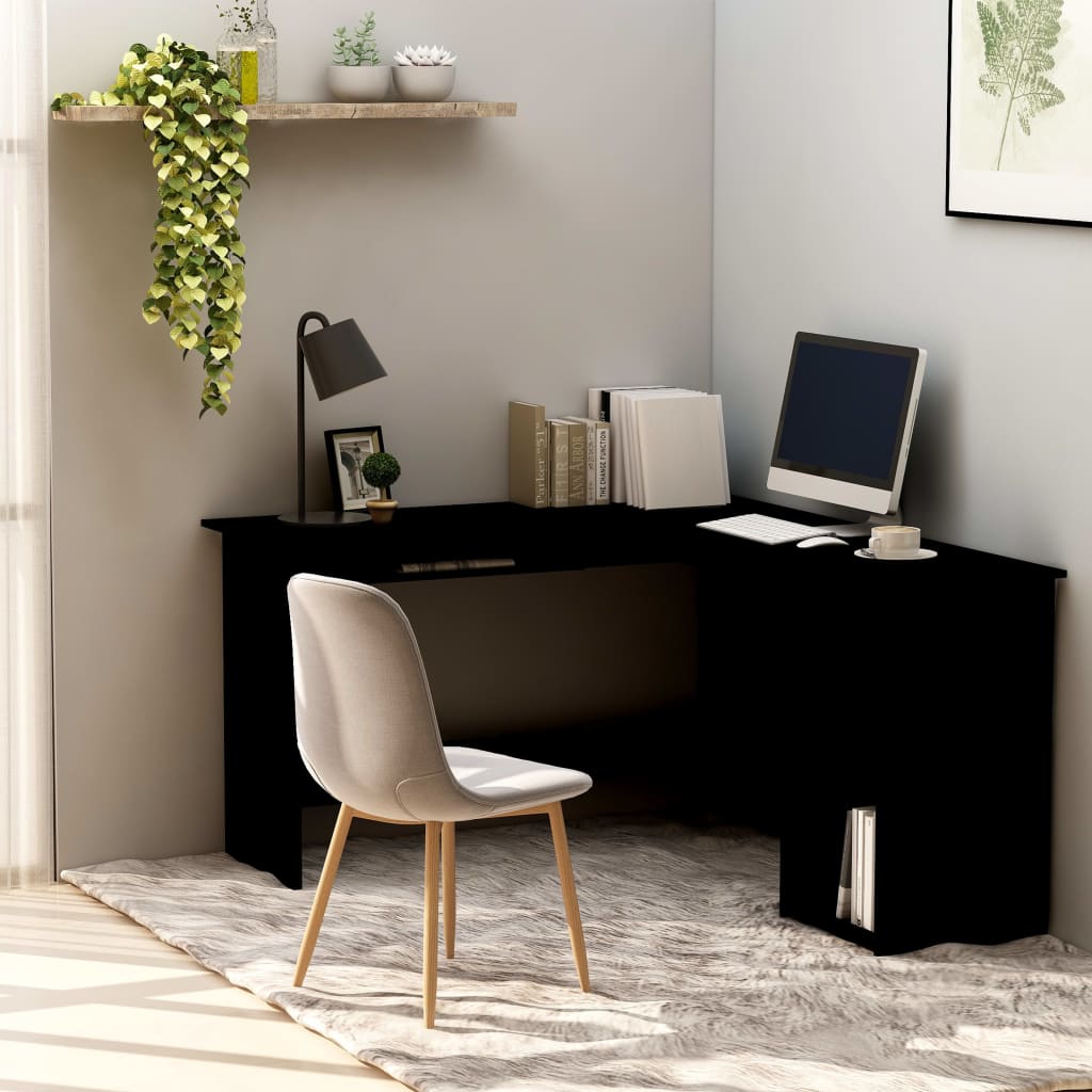 Berkfield L-Shaped Corner Desk Black 120x140x75 cm Engineered Wood