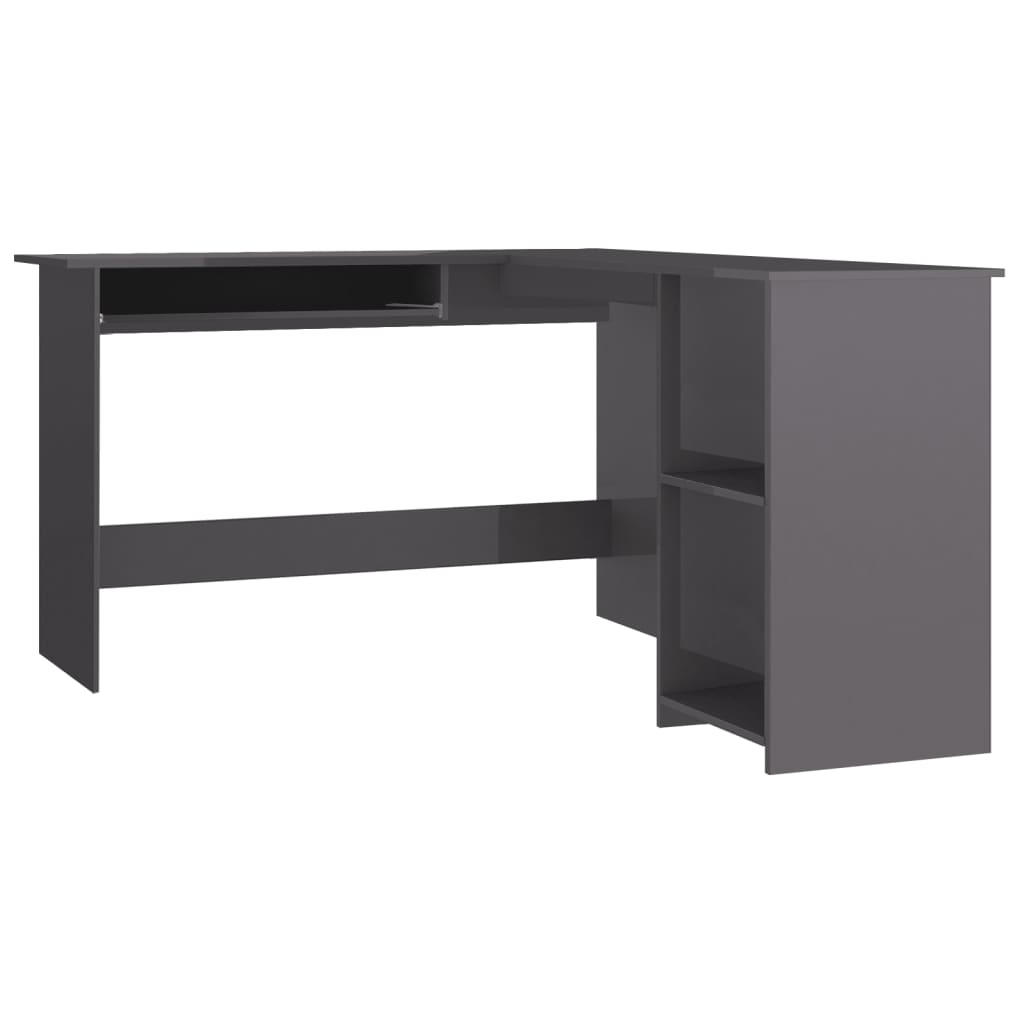 Berkfield L-Shaped Corner Desk High Gloss Grey 120x140x75 cm Engineered Wood