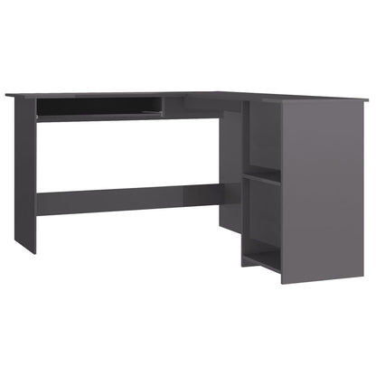 Berkfield L-Shaped Corner Desk High Gloss Grey 120x140x75 cm Engineered Wood