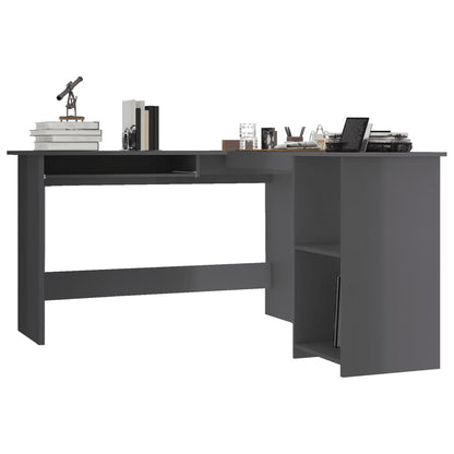 Berkfield L-Shaped Corner Desk High Gloss Grey 120x140x75 cm Engineered Wood