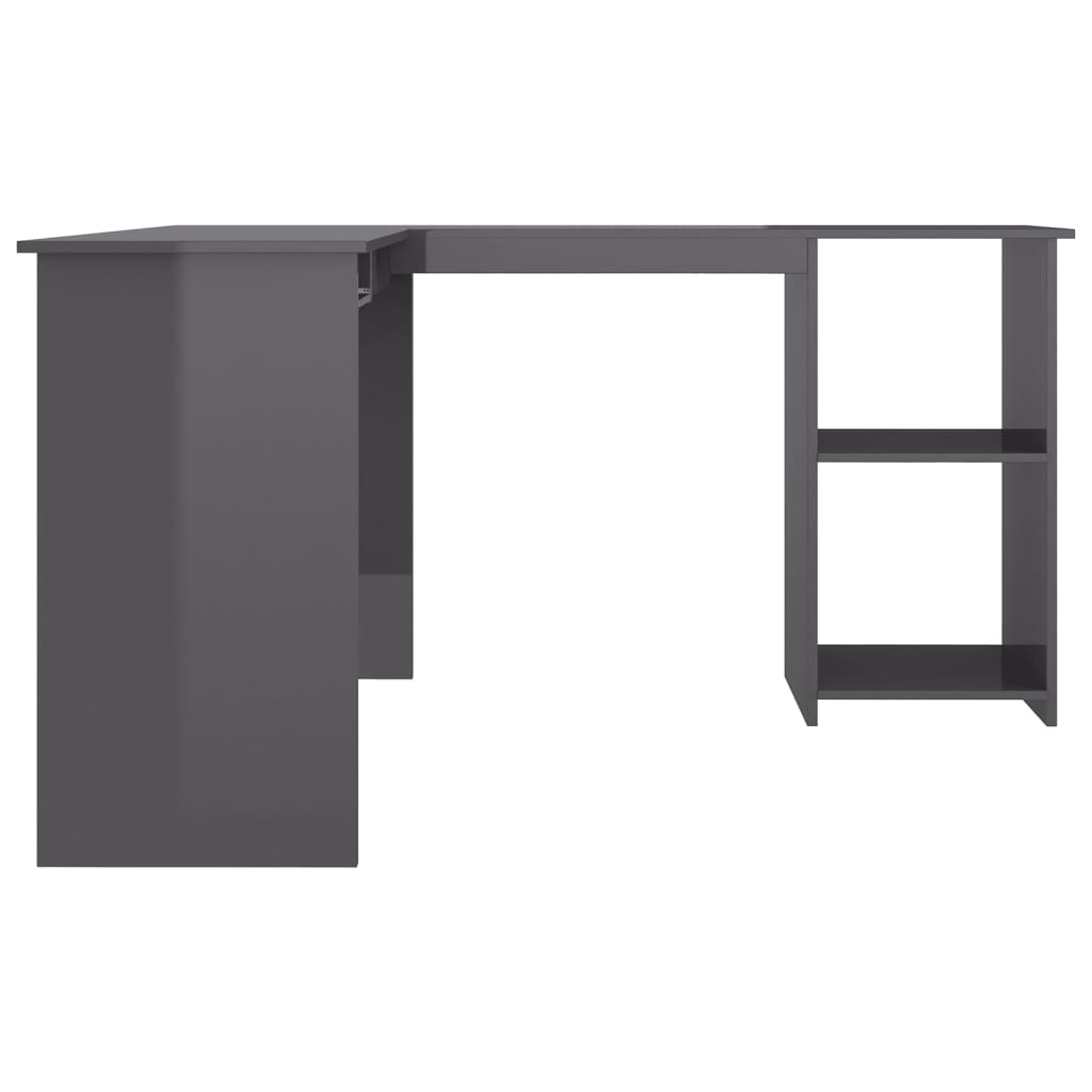 Berkfield L-Shaped Corner Desk High Gloss Grey 120x140x75 cm Engineered Wood