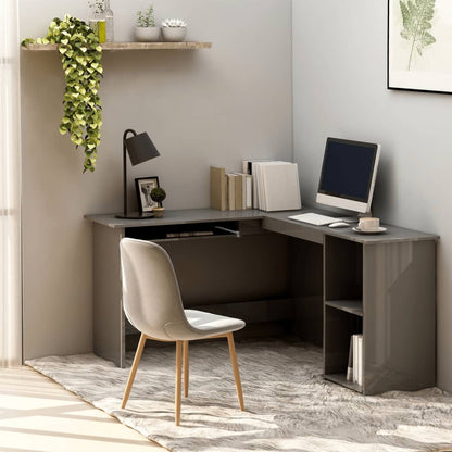 Berkfield L-Shaped Corner Desk High Gloss Grey 120x140x75 cm Engineered Wood