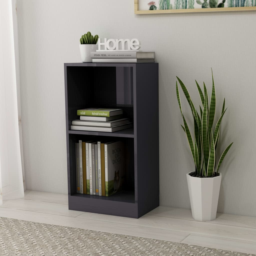 Berkfield Bookshelf High Gloss Grey 40x24x75 cm Engineered Wood