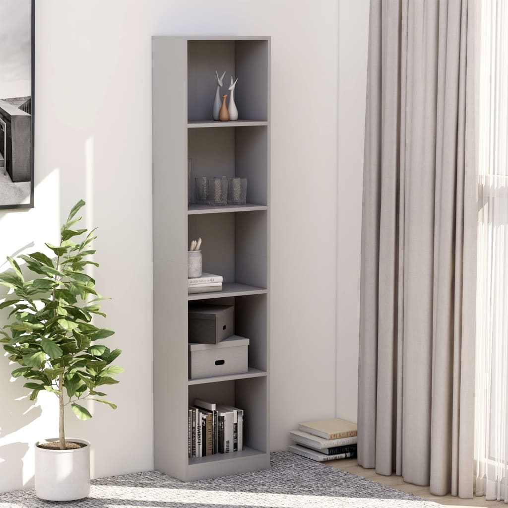 Berkfield 5-Tier Book Cabinet Grey 40x24x175 cm Engineered Wood
