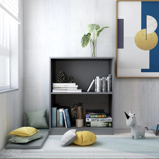 Berkfield Bookshelf High Gloss Grey 60x24x74.5 cm Engineered Wood
