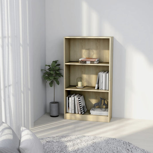 Berkfield 3-Tier Book Cabinet Sonoma Oak 60x24x109 cm Engineered Wood