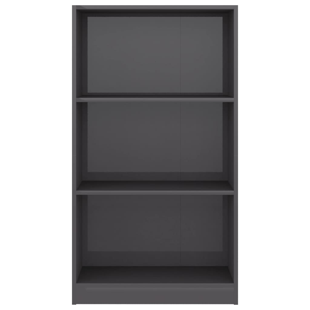 Berkfield 3-Tier Book Cabinet High Gloss Grey 60x24x109 cm Engineered Wood