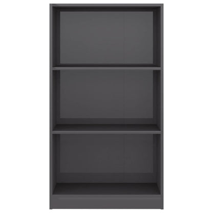 Berkfield 3-Tier Book Cabinet High Gloss Grey 60x24x109 cm Engineered Wood
