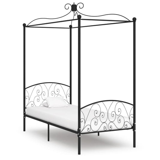 Berkfield Canopy Bed Frame Black Metal 90x200 cm