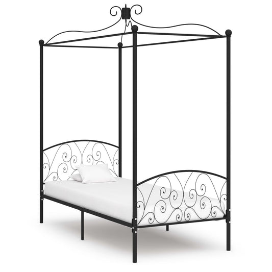 Berkfield Canopy Bed Frame Black Metal 100x200 cm
