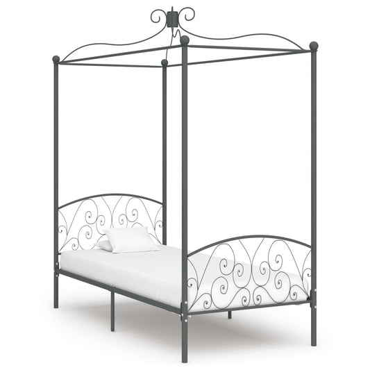 Berkfield Canopy Bed Frame Grey Metal 90x200 cm