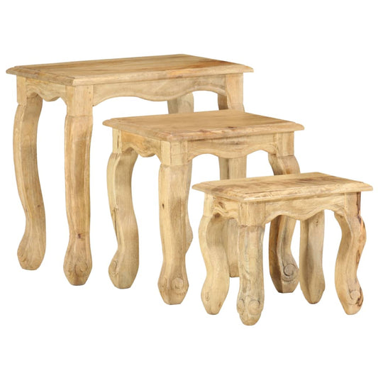 Berkfield 3 Piece Nesting Table Set Solid Mango Wood