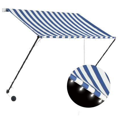 Berkfield Retractable Awning with LED 150x150 cm Blue and White