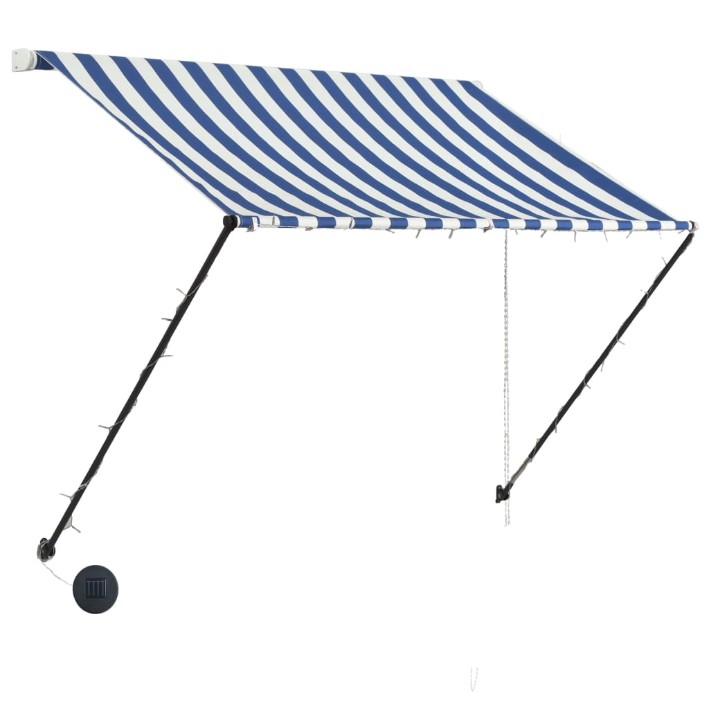 Berkfield Retractable Awning with LED 150x150 cm Blue and White