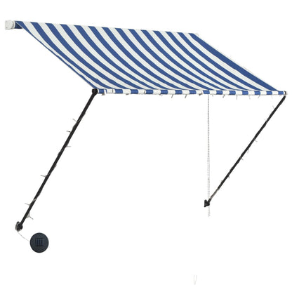 Berkfield Retractable Awning with LED 150x150 cm Blue and White