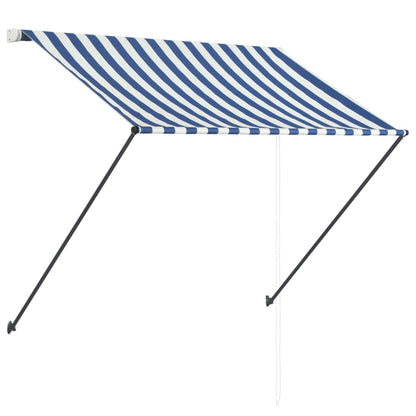 Berkfield Retractable Awning with LED 150x150 cm Blue and White