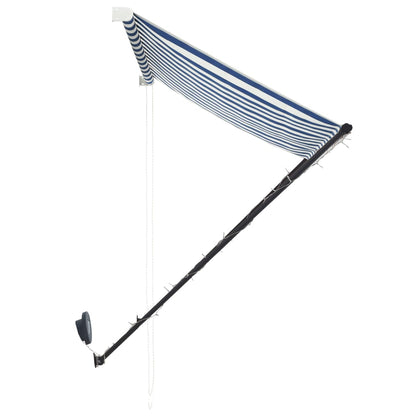 Berkfield Retractable Awning with LED 150x150 cm Blue and White