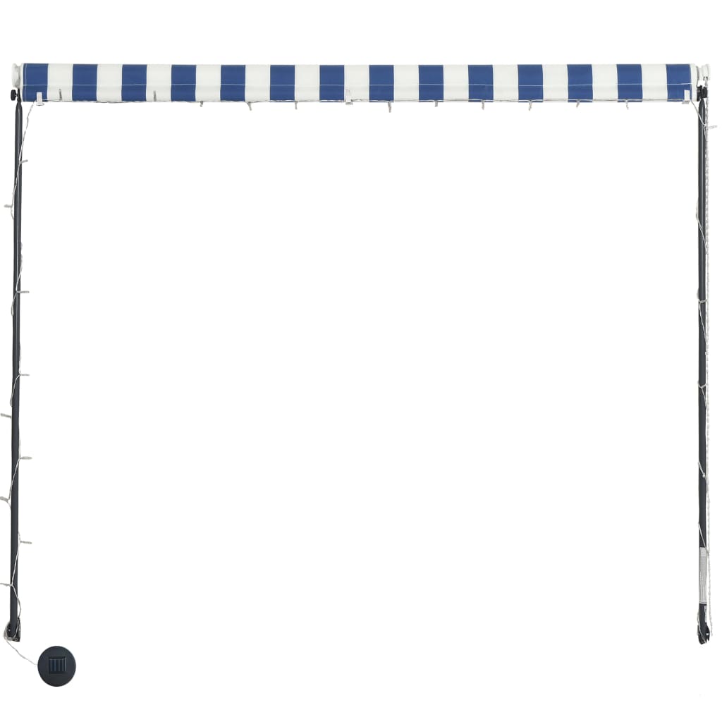 Berkfield Retractable Awning with LED 150x150 cm Blue and White
