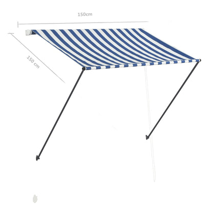 Berkfield Retractable Awning with LED 150x150 cm Blue and White