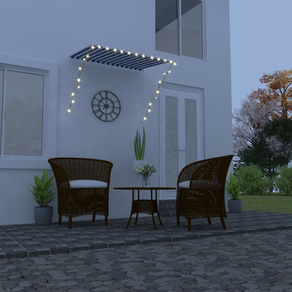 Berkfield Retractable Awning with LED 150x150 cm Blue and White