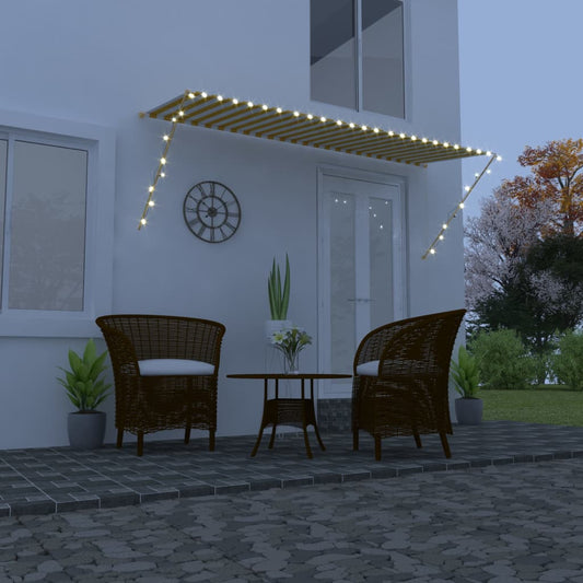 Berkfield Retractable Awning with LED 350x150 cm Yellow and White