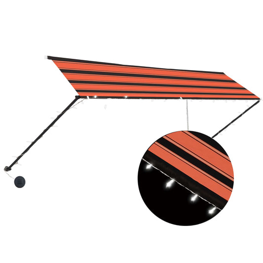 Berkfield Retractable Awning with LED 400x150 cm Orange and Brown