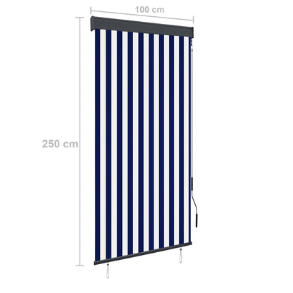 Berkfield Outdoor Roller Blind 100x250 cm Blue and White