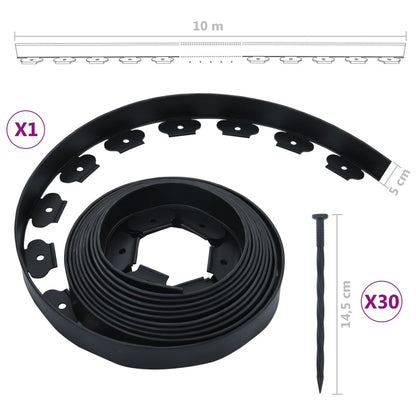 Berkfield Flexible Lawn Edging with 30 Pegs 10 m 5 cm