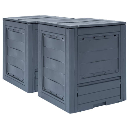 Berkfield Garden Composters 2 pcs Grey 60x60x73cm 520 L