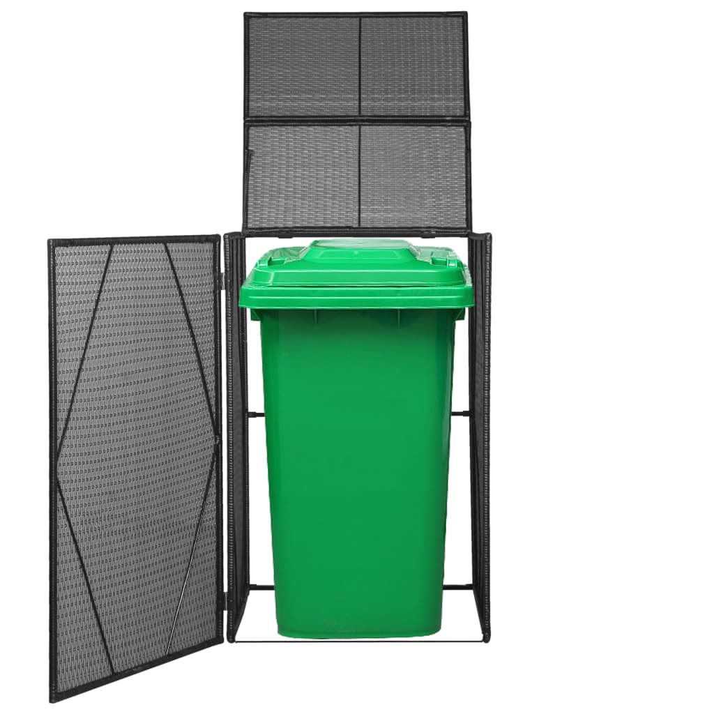 Berkfield Single Wheelie Bin Shed Black 76x78x120 cm Poly Rattan