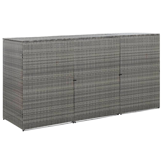 Berkfield Triple Wheelie Bin Shed Anthracite 229x78x120 cm Poly Rattan