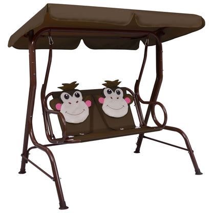 Berkfield Kids Swing Bench Brown 115x75x110 cm Fabric