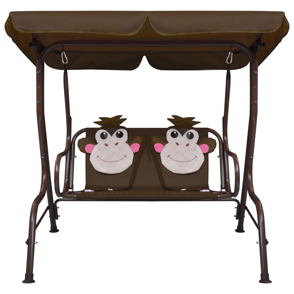 Berkfield Kids Swing Bench Brown 115x75x110 cm Fabric
