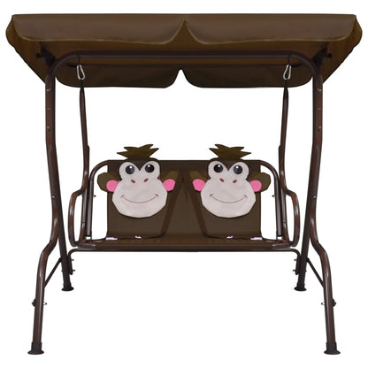 Berkfield Kids Swing Bench Brown 115x75x110 cm Fabric