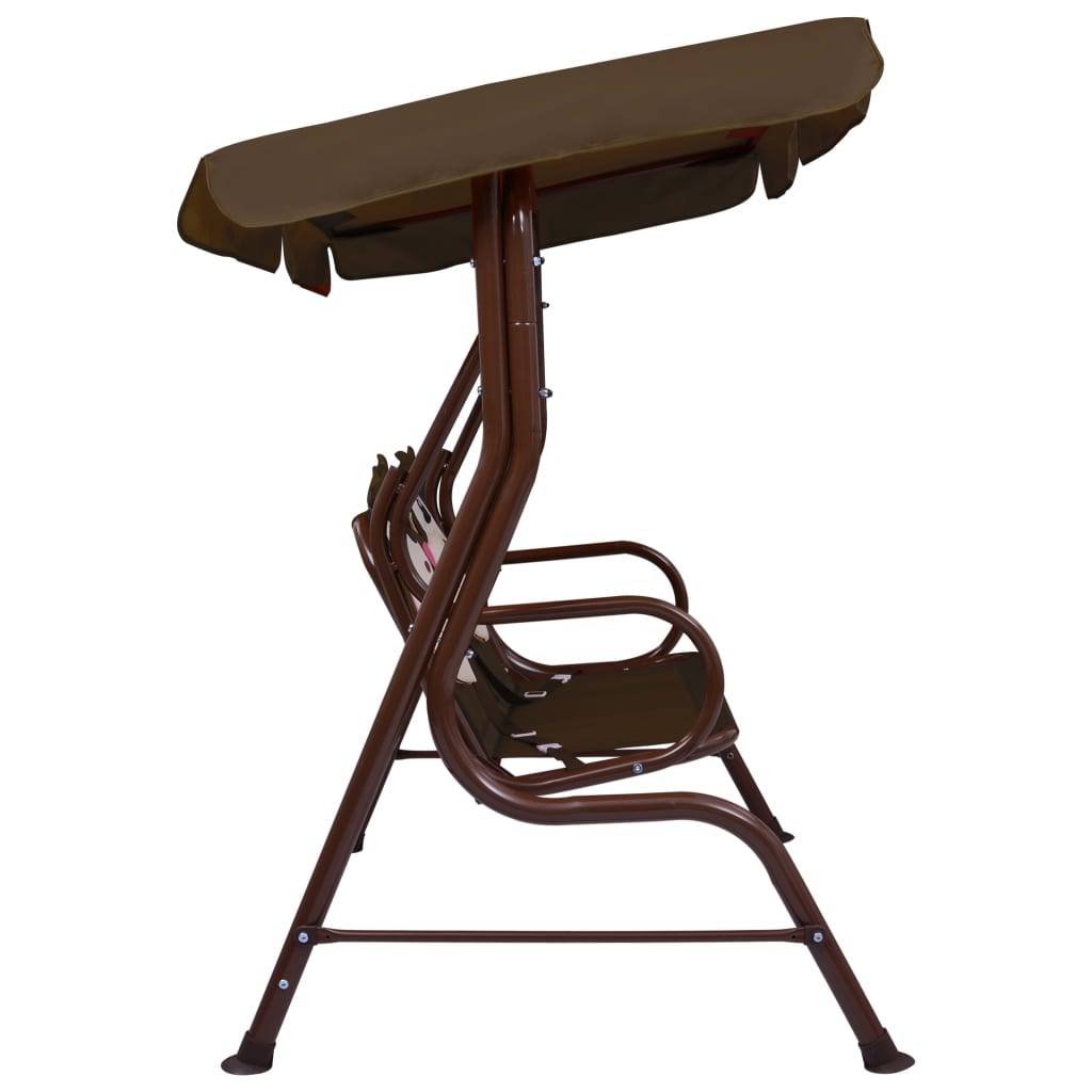 Berkfield Kids Swing Bench Brown 115x75x110 cm Fabric