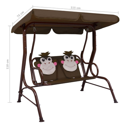 Berkfield Kids Swing Bench Brown 115x75x110 cm Fabric