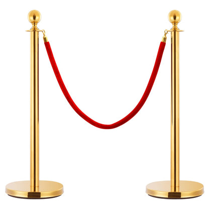 Berkfield Stanchion Stand Rope Red and Golden Velvet