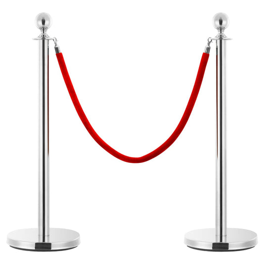Berkfield Stanchion Stand Rope Red and Silver Velvet