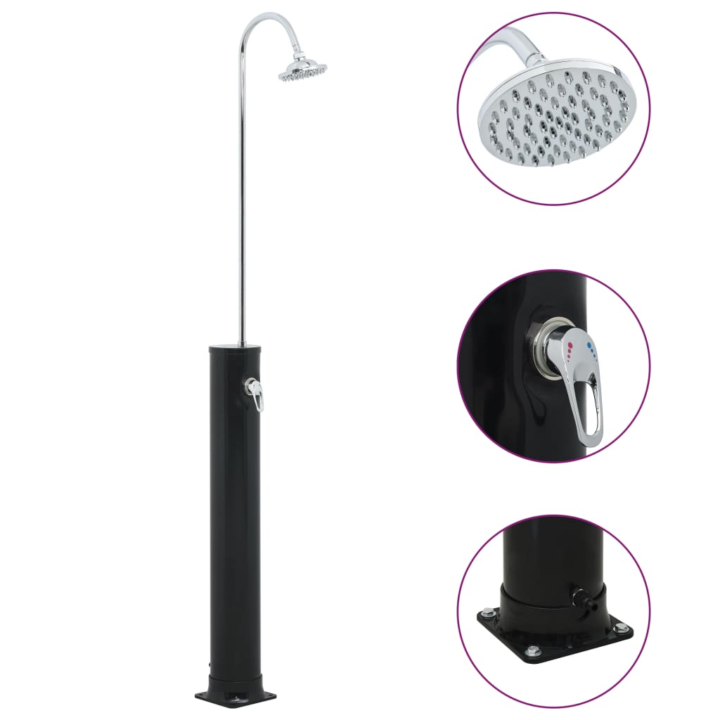 Berkfield Solar Shower Black 214 cm 20 L