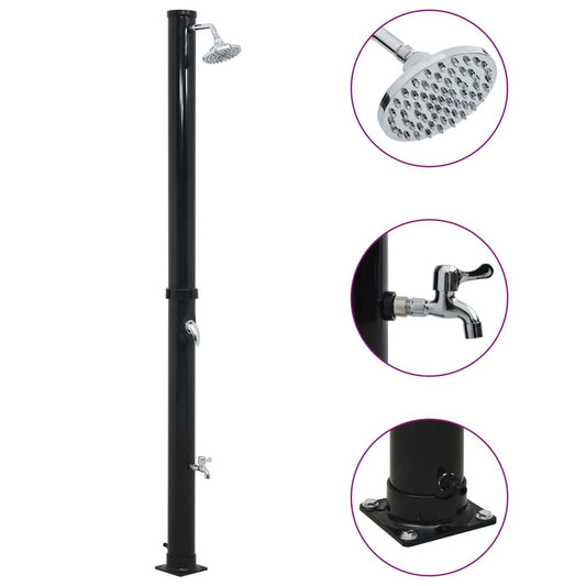 Berkfield Solar Shower Black 220 cm 20 L