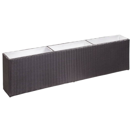 Berkfield Garden Raised Bed with 3 Pots 150x20x40 cm Poly Rattan Black