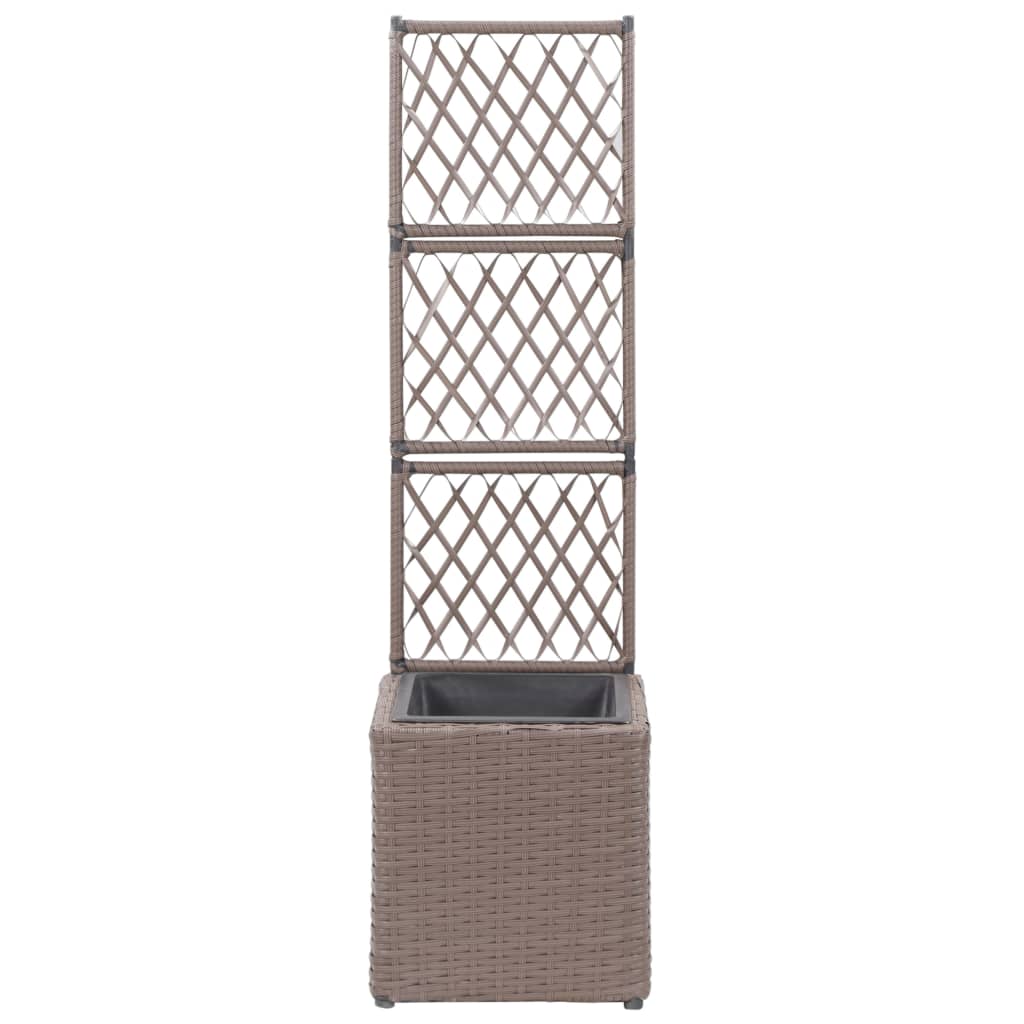 Berkfield Trellis Raised Bed with 1 Pot 30x30x107 cm Poly Rattan Brown