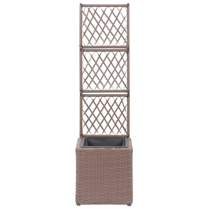 Berkfield Trellis Raised Bed with 1 Pot 30x30x107 cm Poly Rattan Brown