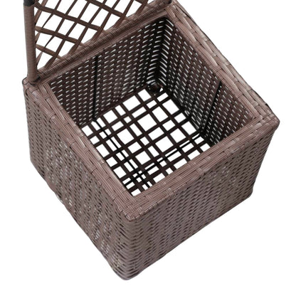 Berkfield Trellis Raised Bed with 1 Pot 30x30x107 cm Poly Rattan Brown