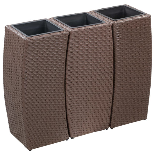 Berkfield Garden Raised Beds 3 pcs Poly Rattan Brown