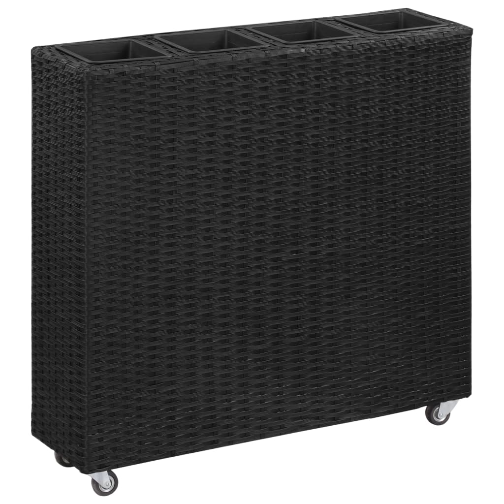 Berkfield Garden Raised Bed with 4 Pots 80x22x79 cm Poly Rattan Black